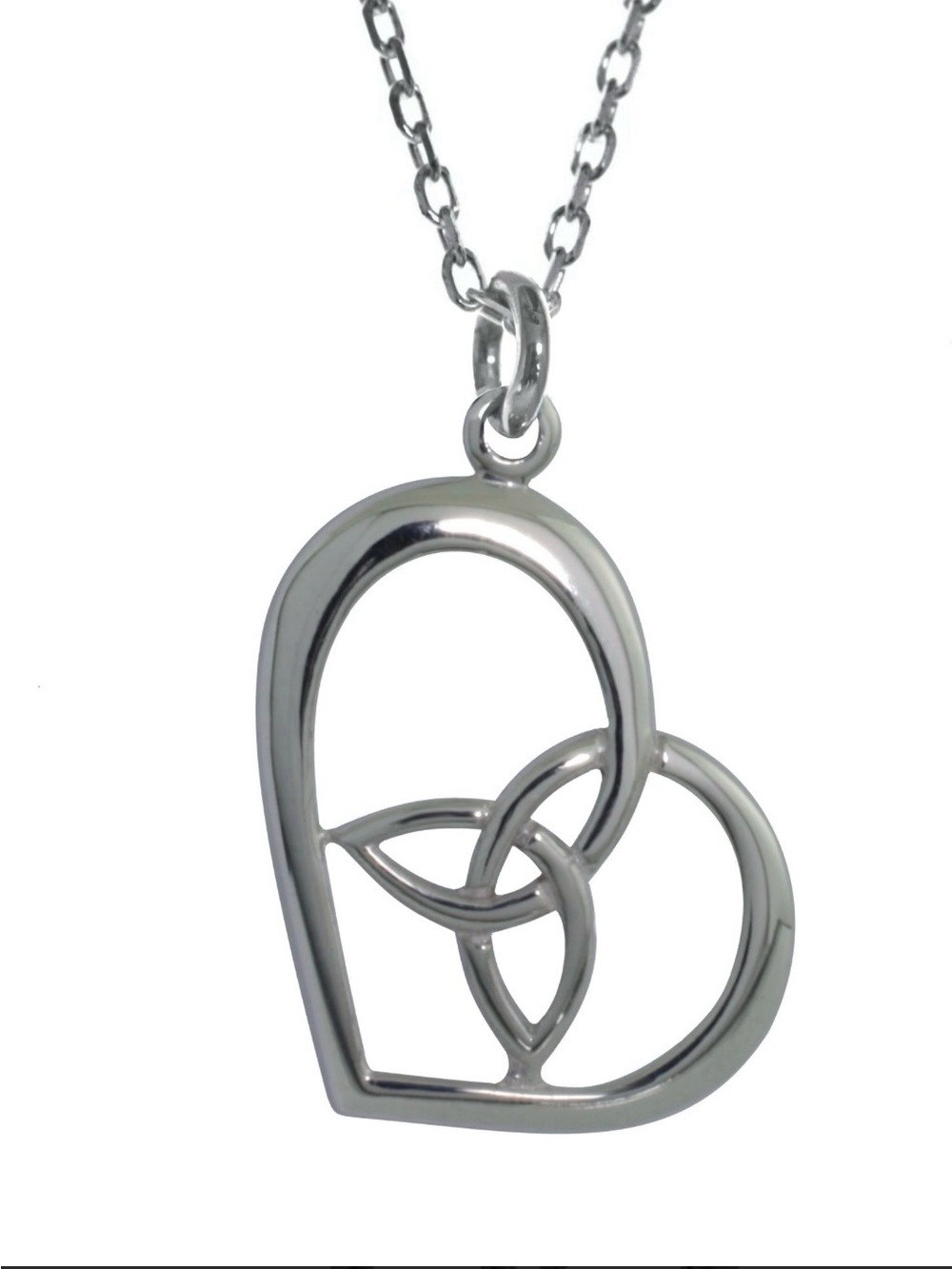 Celtic Trinity Knot Heart Pendant Sterling Silver Necklace